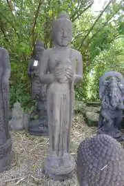 Product image of the product “Standing Buddha, cast stone, handcrafted & coloured, sizes 151cm and 190cm, Antique finish ”